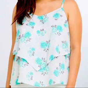 TORRID FLORAL LAYERED CRISSCROSS TANK TOP